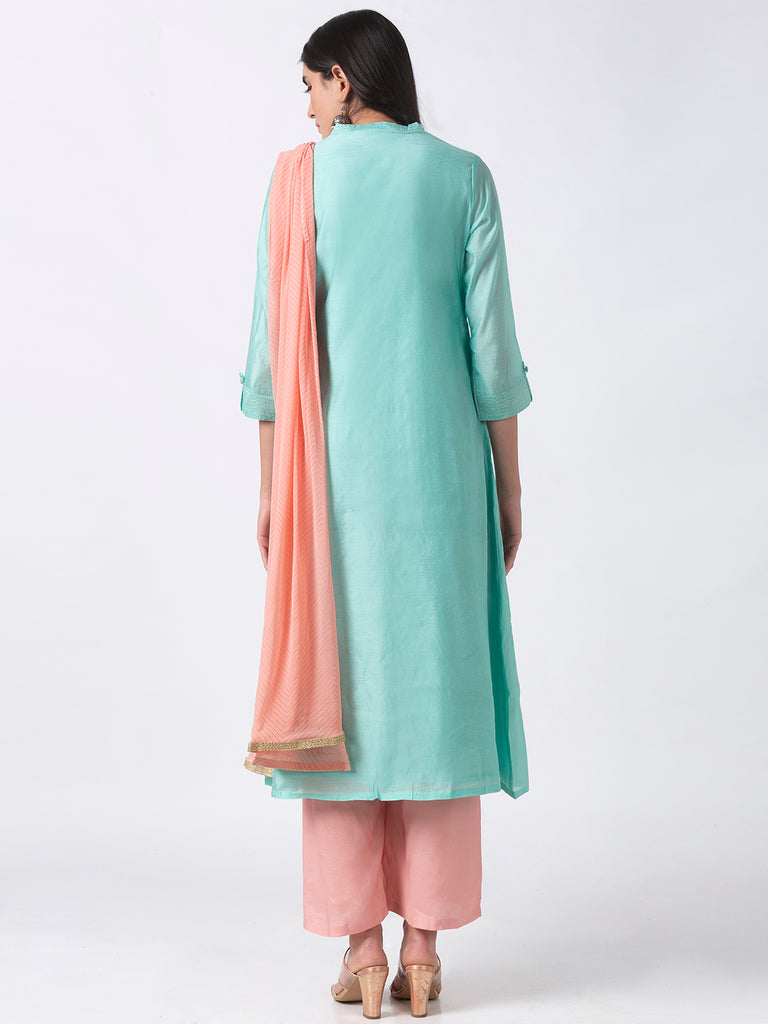Festive Women Straight Three-Fourth Sap Green Skd