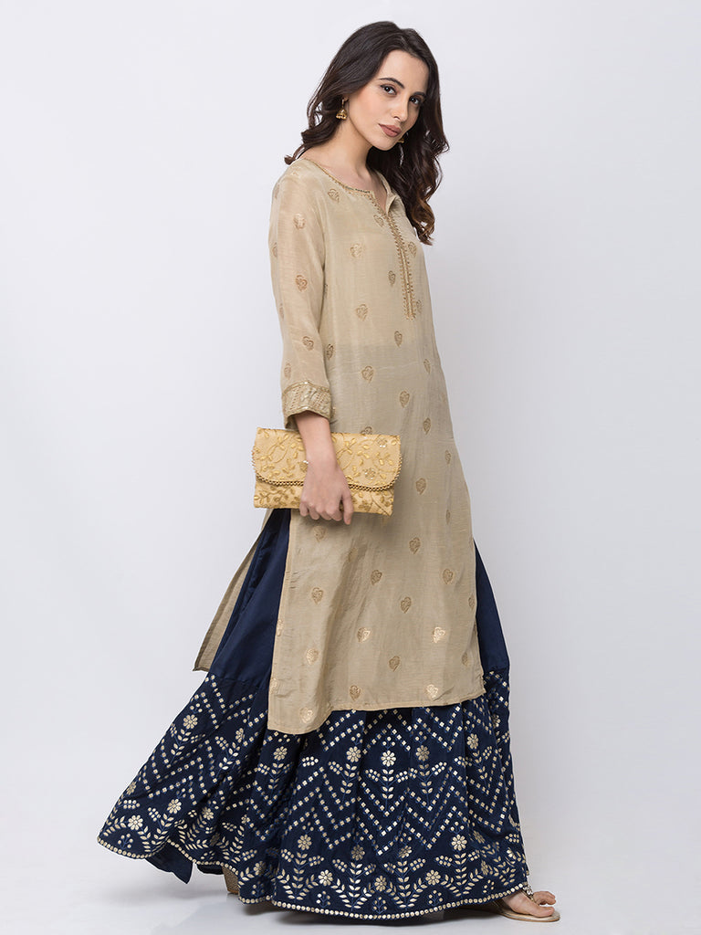 Women Kalidaar Navy Skirt