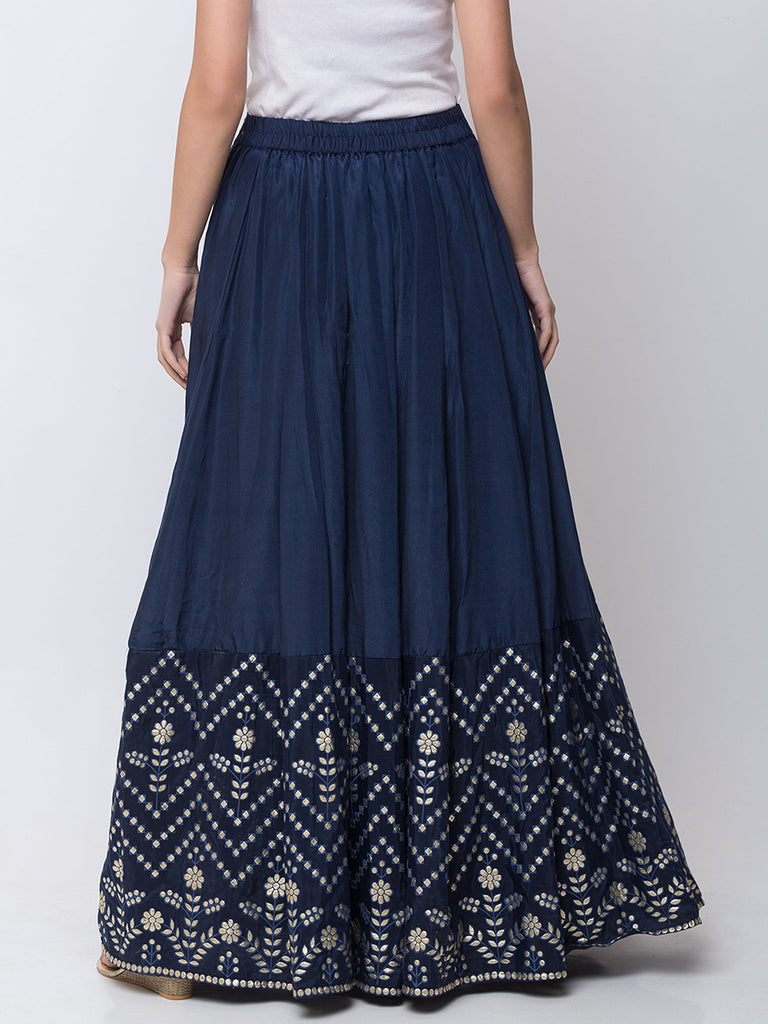Women Kalidaar Navy Skirt
