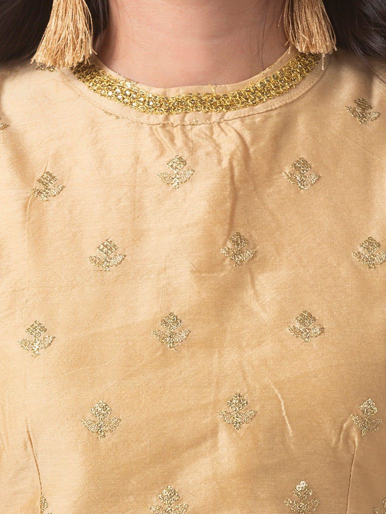 Women Straight Sleeveless Gold Crop Top