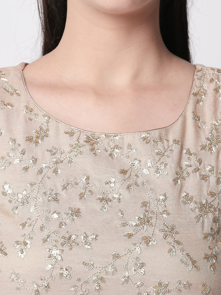 Women Straight Sleeveless Gold Crop Top
