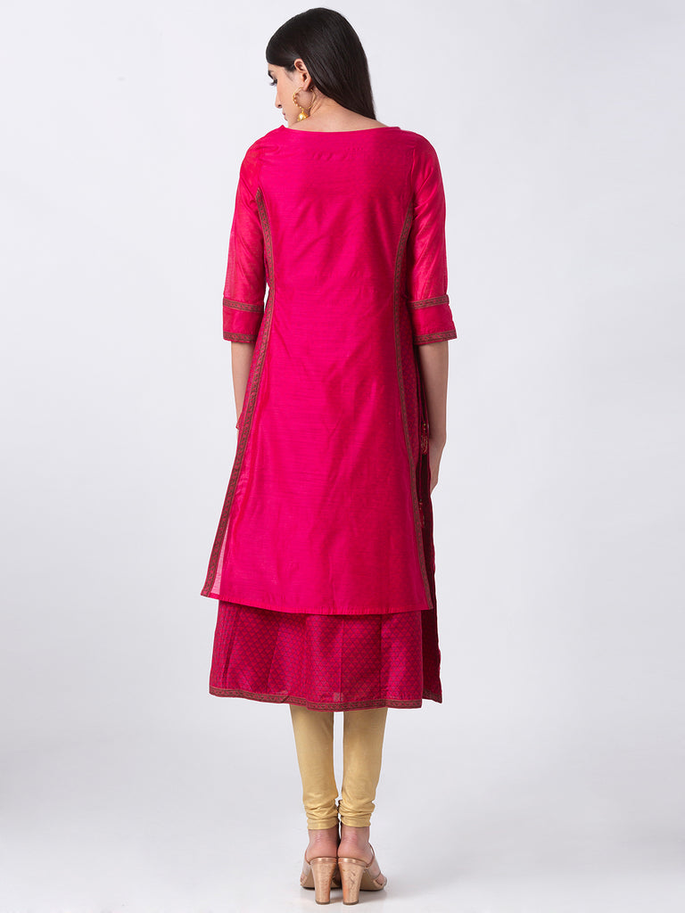 Women Twin Three-Fourth Fuchsia Kurta