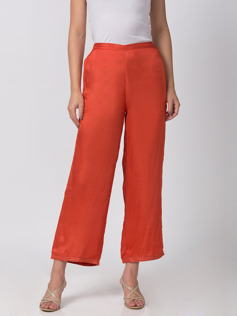 Women Flared Rust Pallazzo