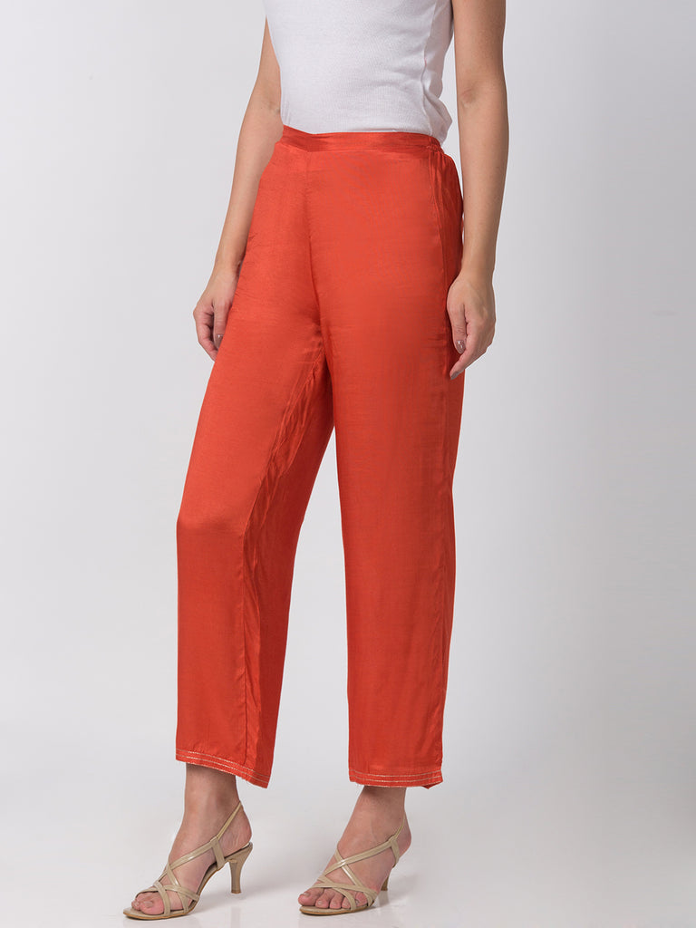 Women Flared Rust Pallazzo