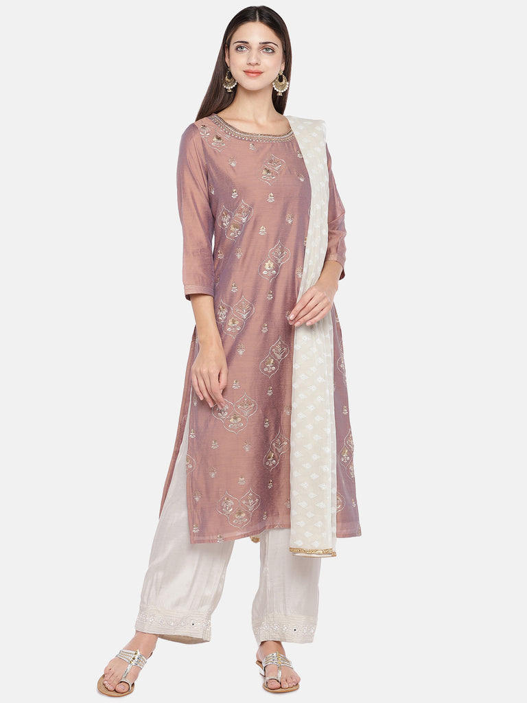 Festive Women Straight Three-Fourth Pink Skd