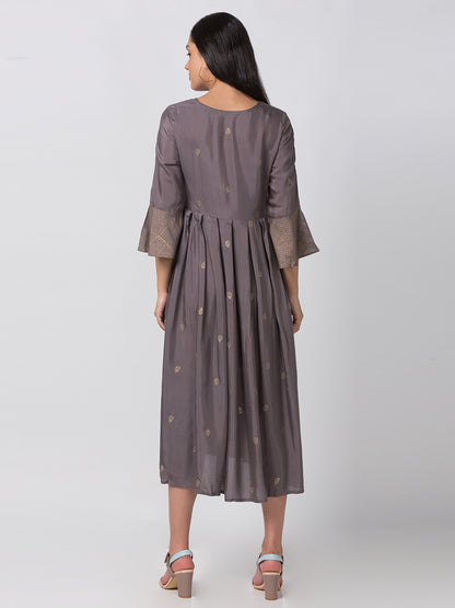 Festive Women Gathered Three-Fourth Mauve Kurta
