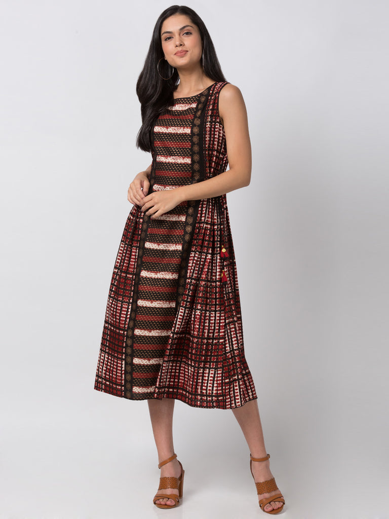 Women Flared Sleeveless Black Kurta