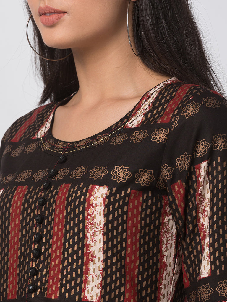 Women Flared Three-Fourth Rust Kurta
