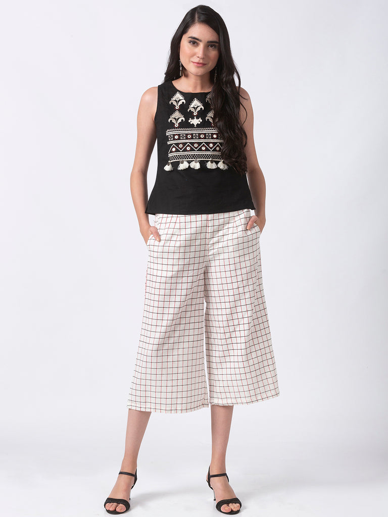 Women Flared Ecru Cullote