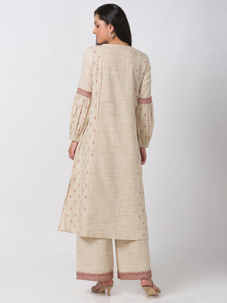 Fusion Women A Line Bishop Ecru Kurta