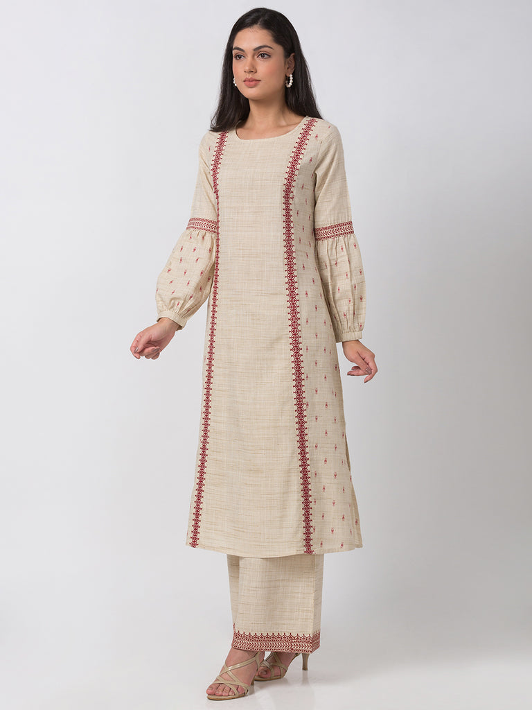 Fusion Women A Line Bishop Ecru Kurta