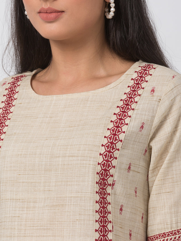 Fusion Women A Line Bishop Ecru Kurta