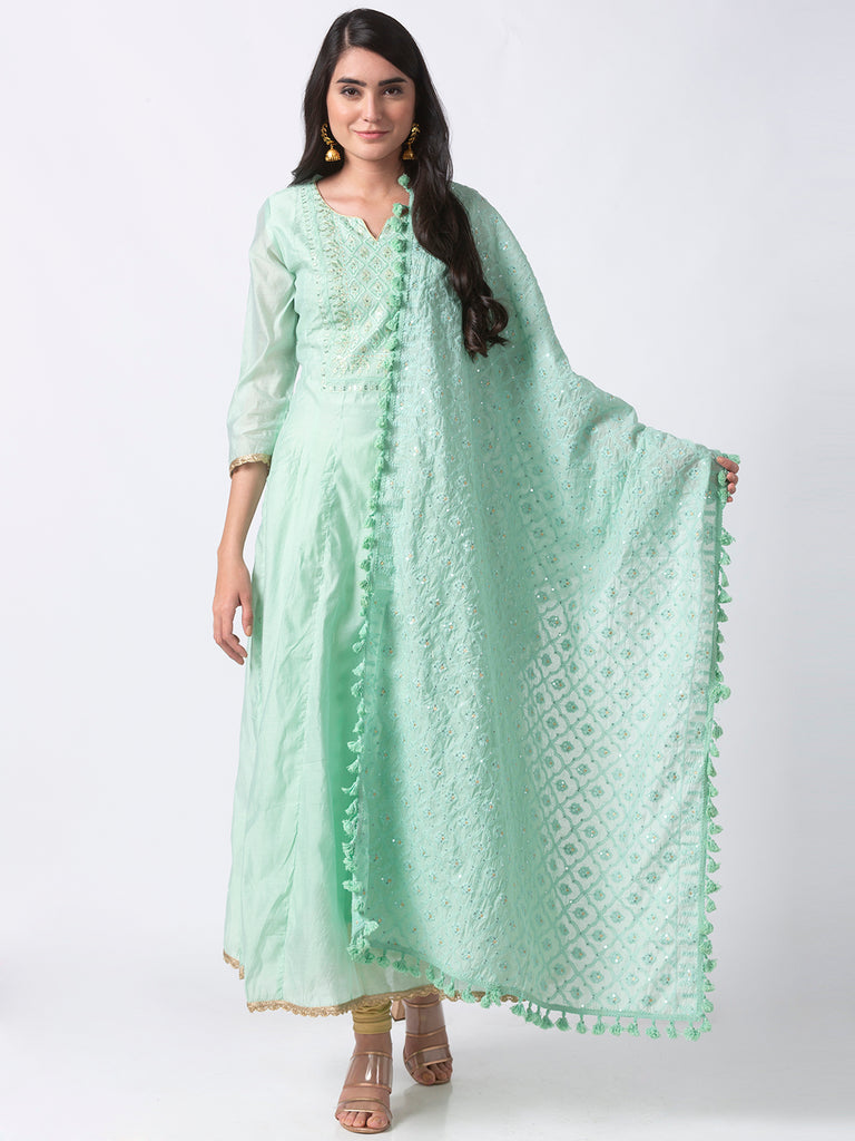 Women Kalidar Three-Fourth Green Kd