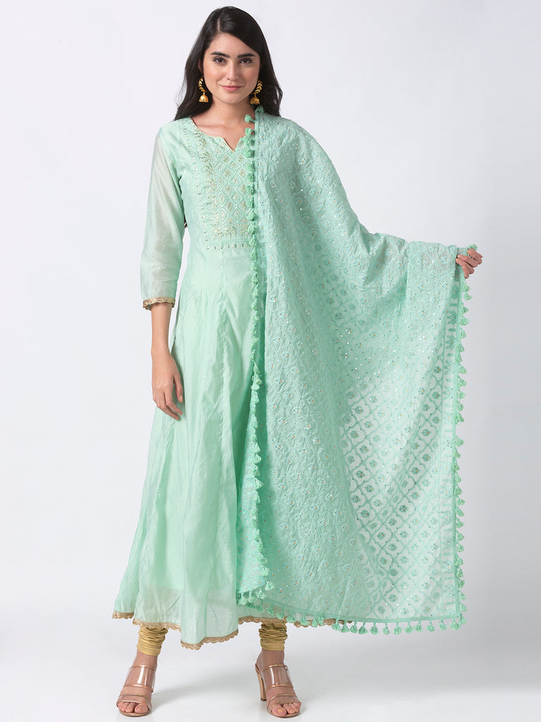 Women Kalidar Three-Fourth Green Kd