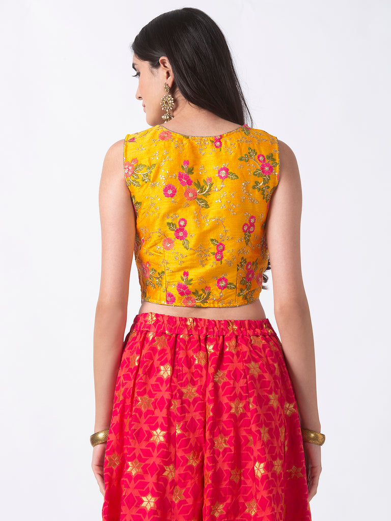 Women Straight Sleeveless Mustard Crop Top