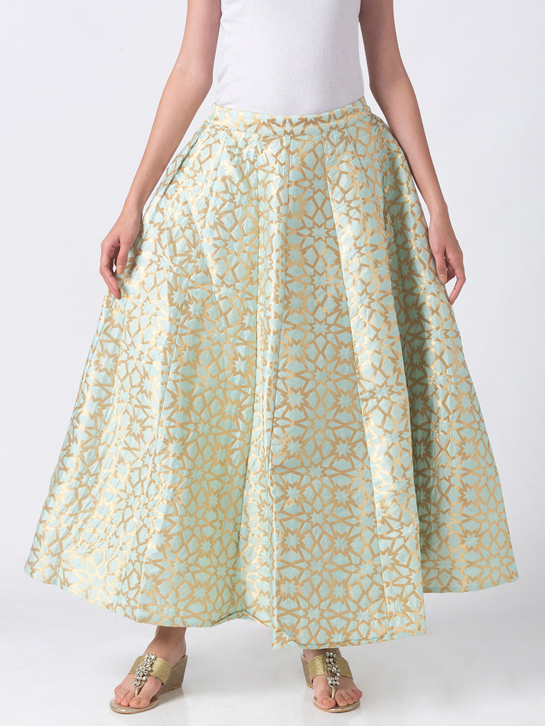 Women Gathered Green Skirt