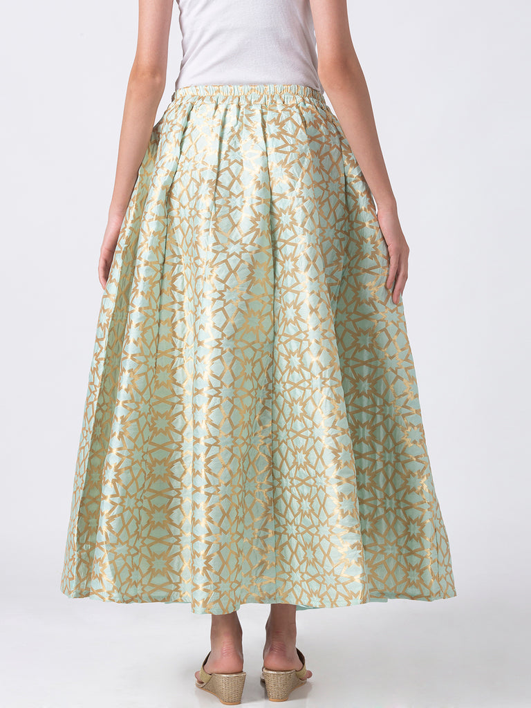 Women Gathered Green Skirt