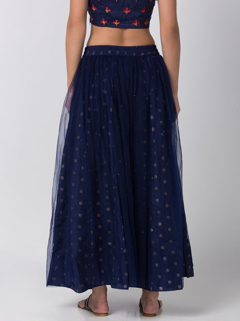 Festive Women Gathered Navy Skirt