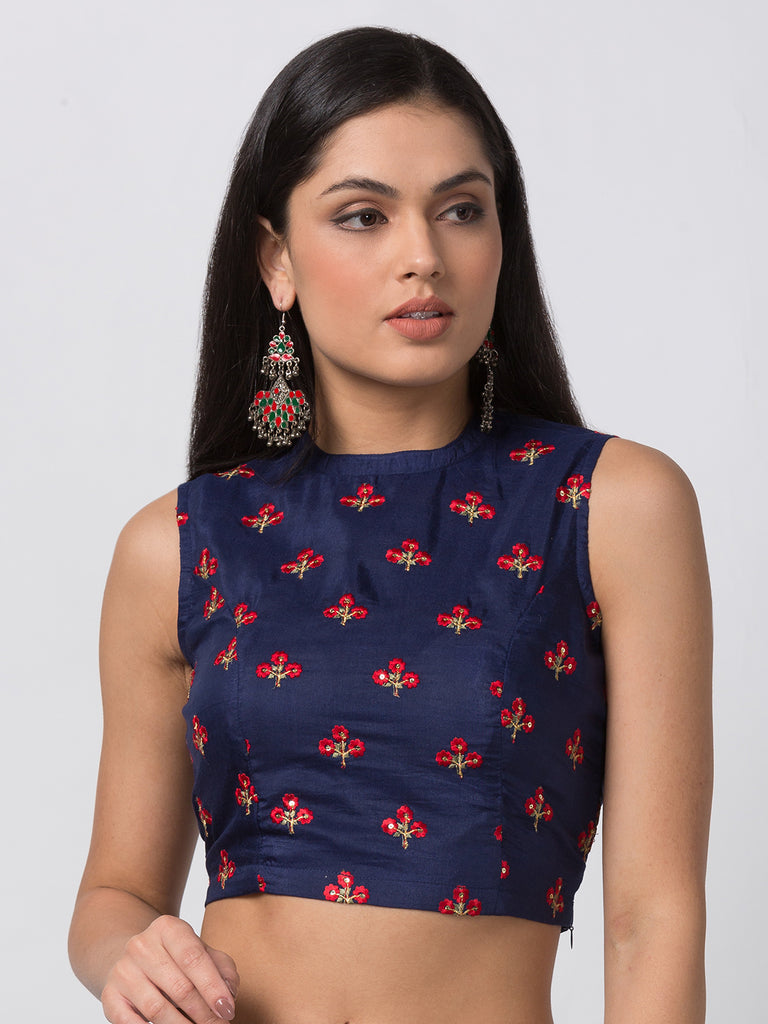 Festive Women Straight Elbow Navy Top