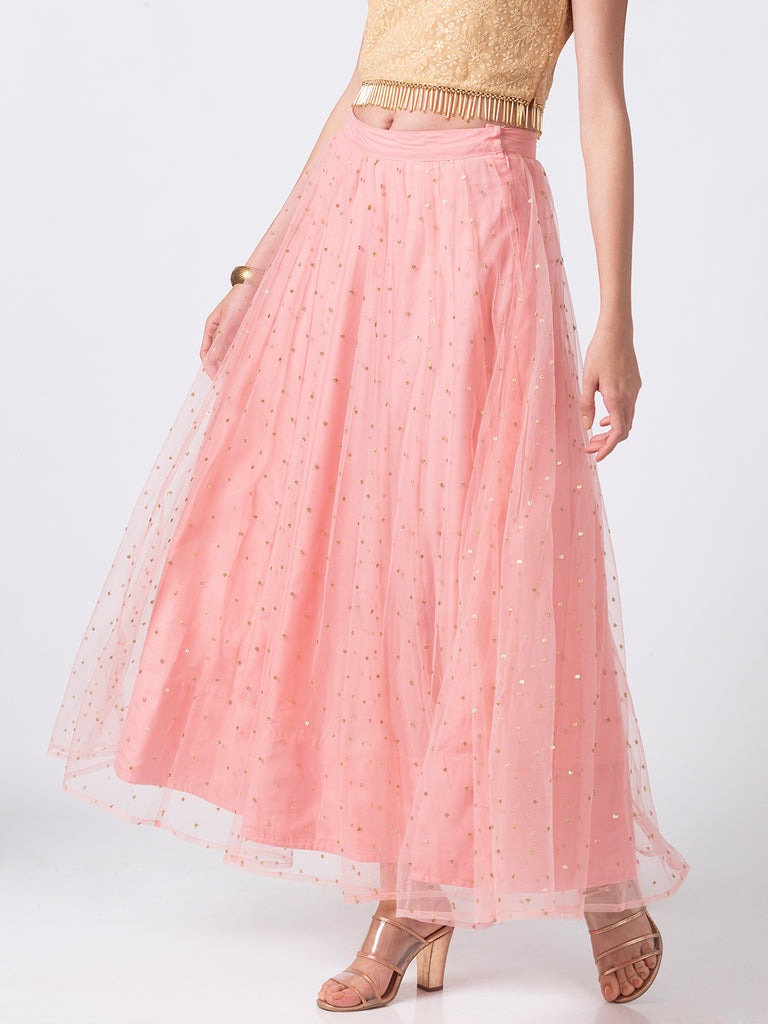 Women Gathered Pink Skirt