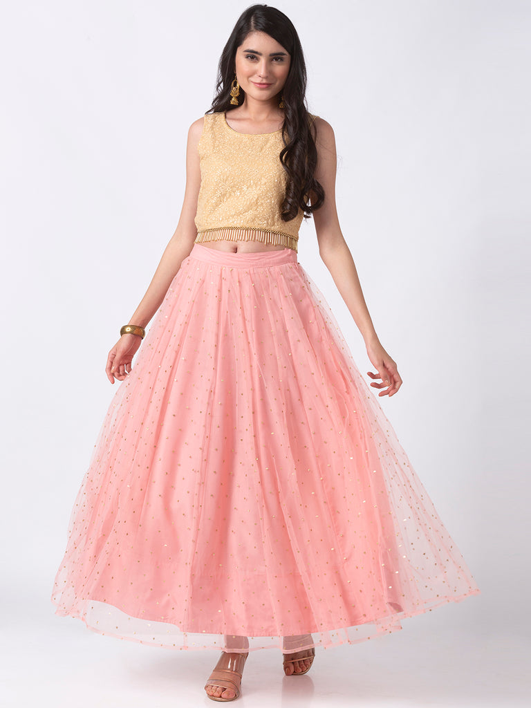 Women Gathered Pink Skirt