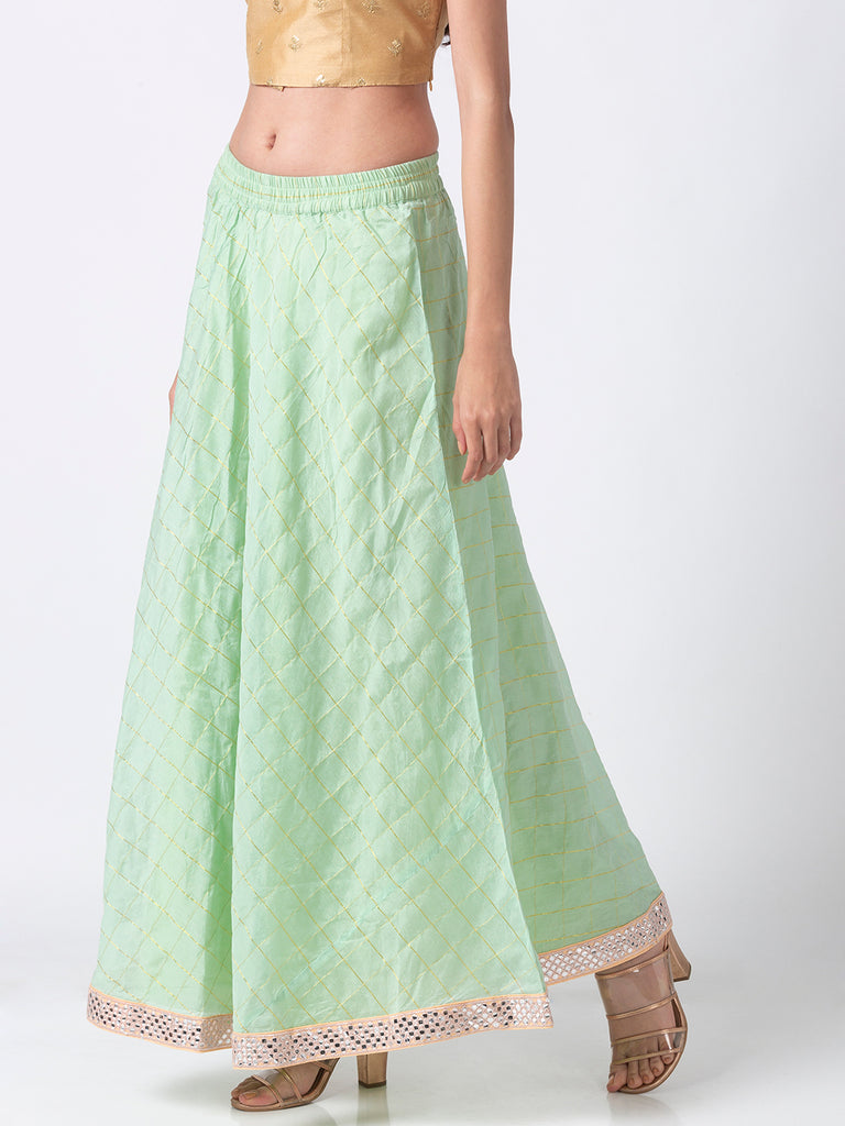 Festive Women Gathered Sap Green Skirt