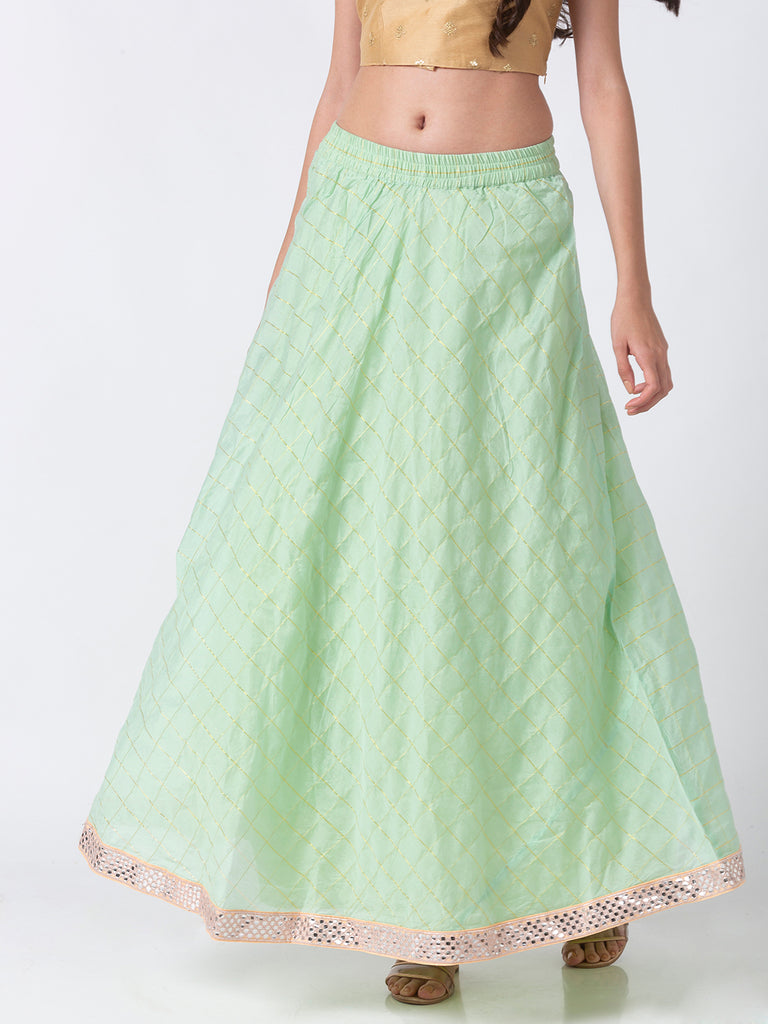 Festive Women Gathered Sap Green Skirt