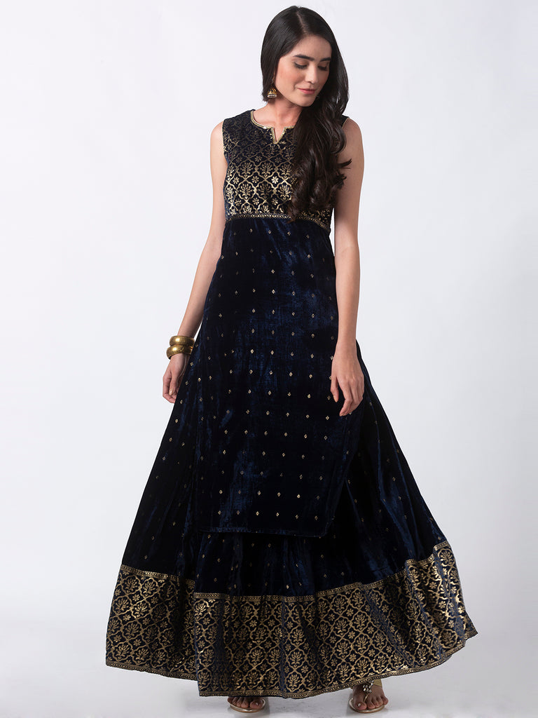 Women Kalidar Navy Skirt