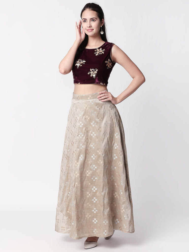 Women Flared Grey Skirt