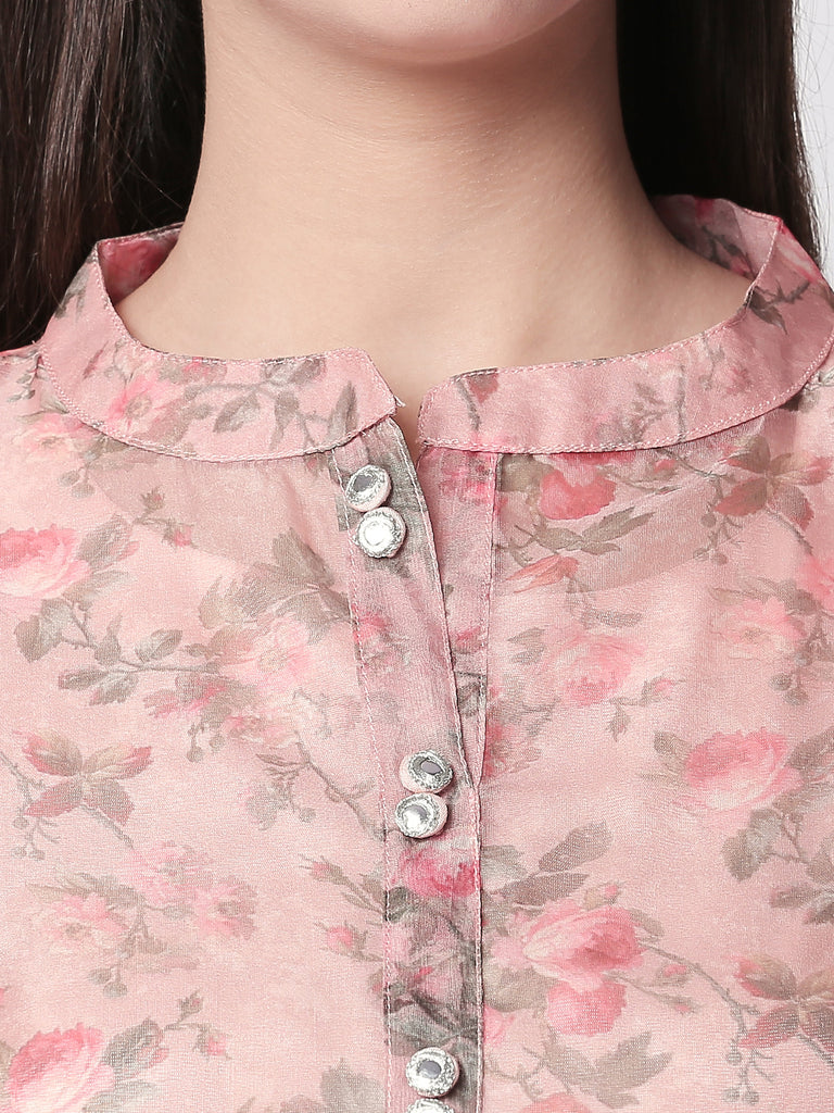 Women Twin Kurta Three-Fourth Peach Kurta