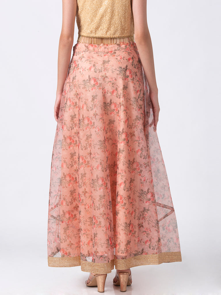 Women Flared Peach Skirt