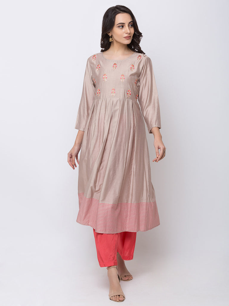 Women Kalidar Three-Fourth Grey Skd