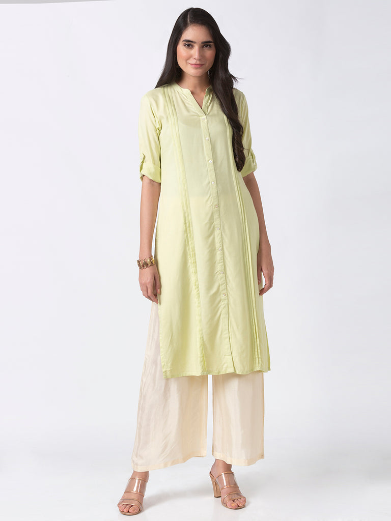 Core Women Straight Three-Fourth Light Pistachio Kurta