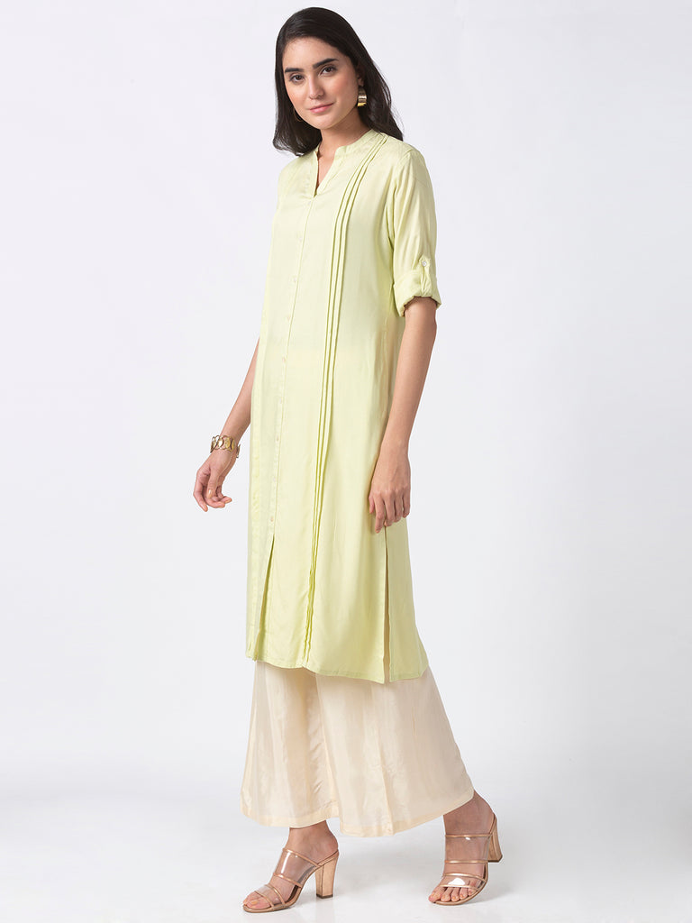 Core Women Straight Three-Fourth Light Pistachio Kurta