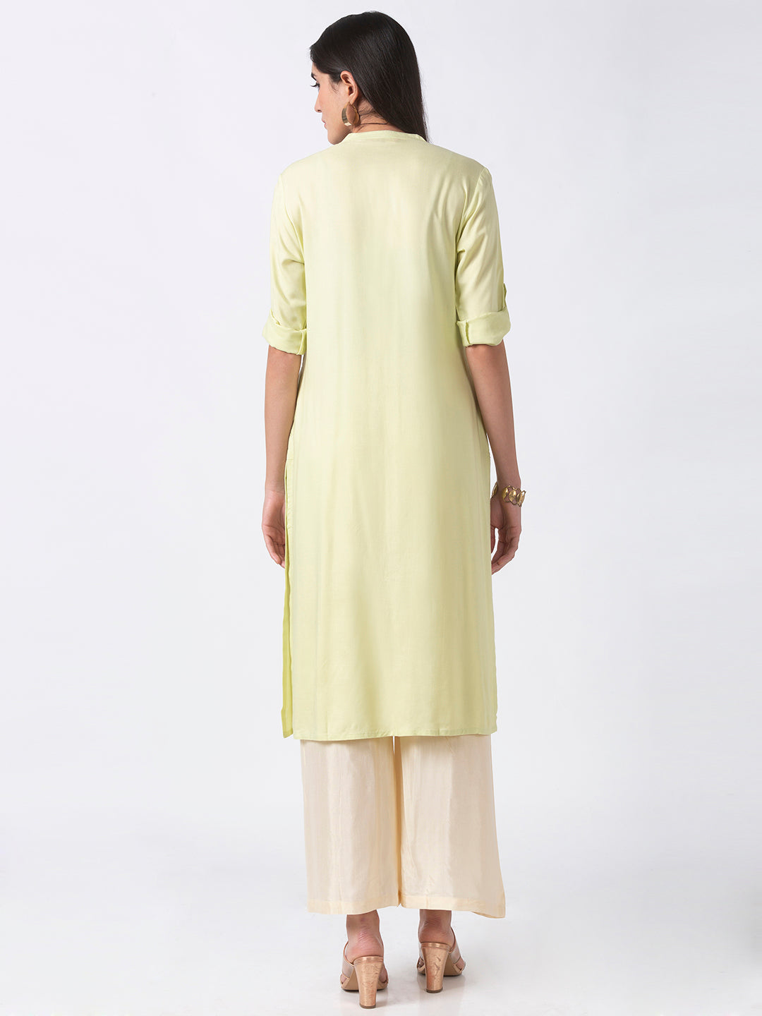 Core Women Straight Three-Fourth Light Pistachio Kurta