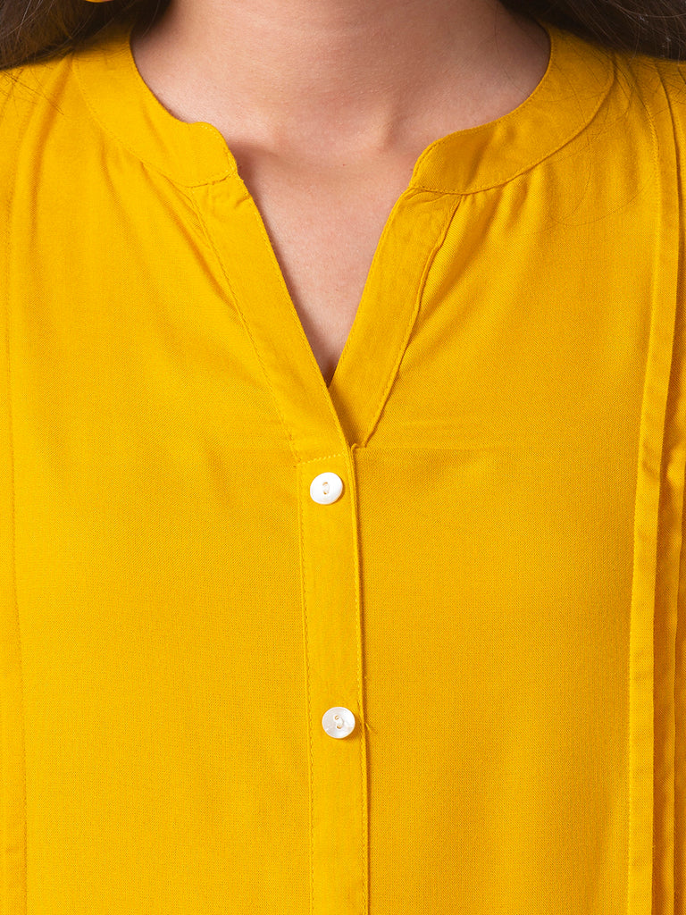 Core Women Straight Three-Fourth Mustard Kurta
