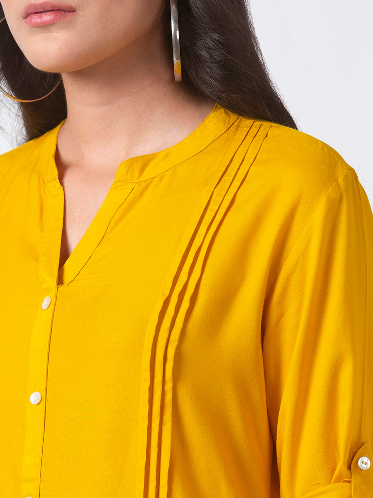 Core Women Straight Three-Fourth Mustard Kurta