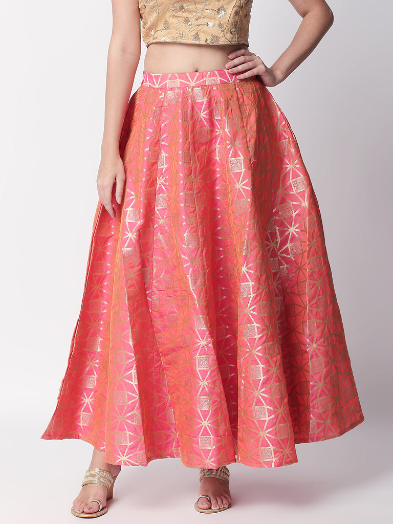 Women Gathered Peach Skirt
