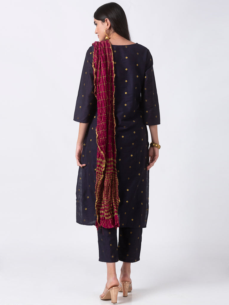 Women A Line Three-Fourth Navy Skd