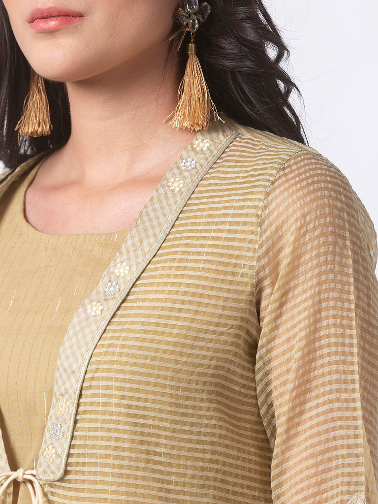 Women Twin Kurta Three-Fourth Beige Kurta