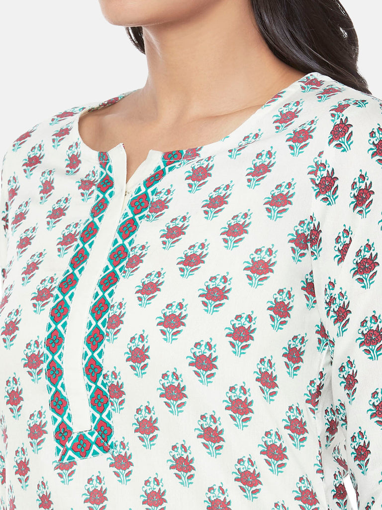 Polystaple Three-Fourth Straight Women Off White Kurta