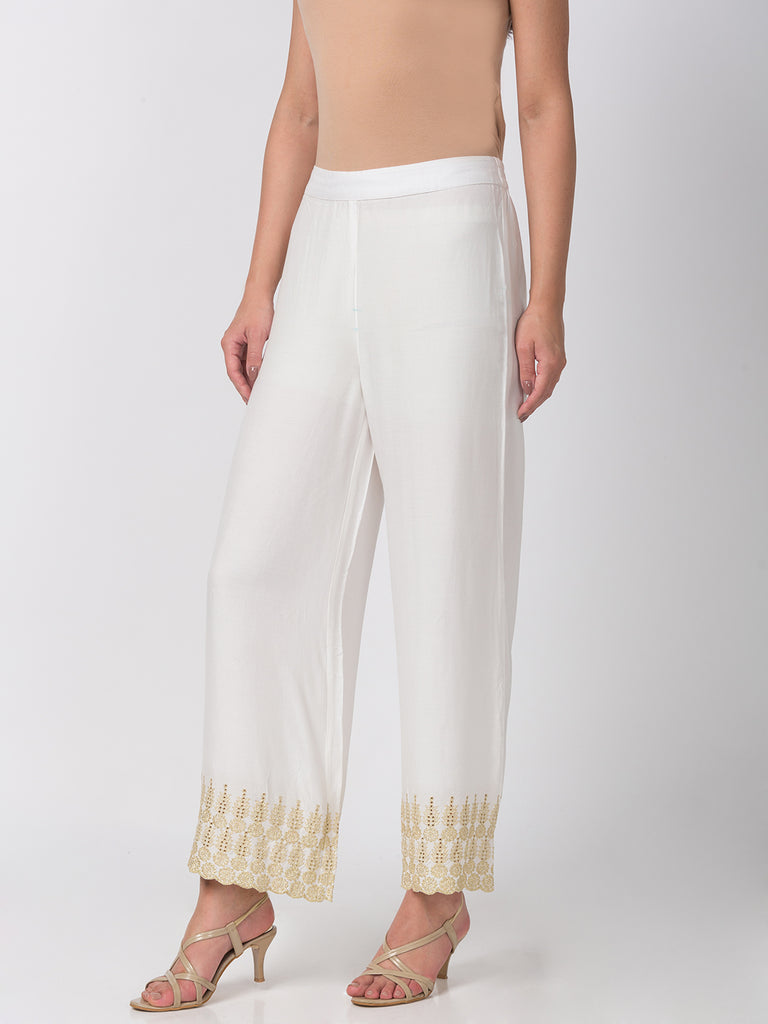 Women Flared Off White Pallazzo