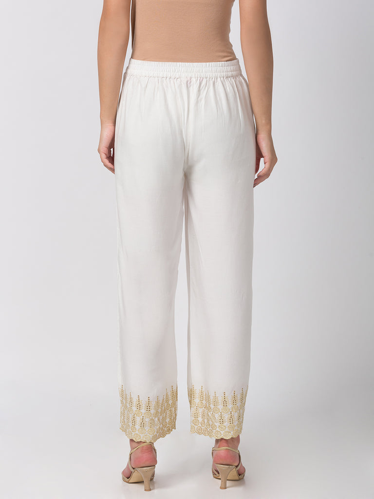 Women Flared Off White Pallazzo