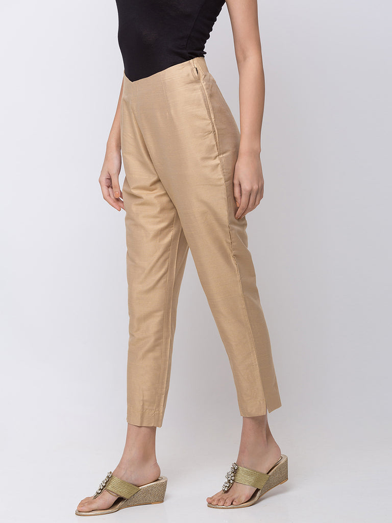 Women Straight Beige Pants