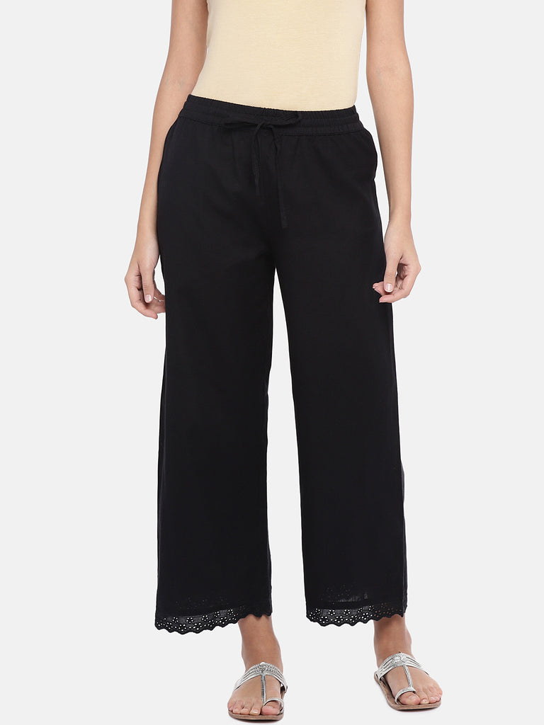 Women Straight Black Pallazzo