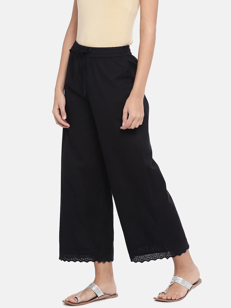 Women Straight Black Pallazzo