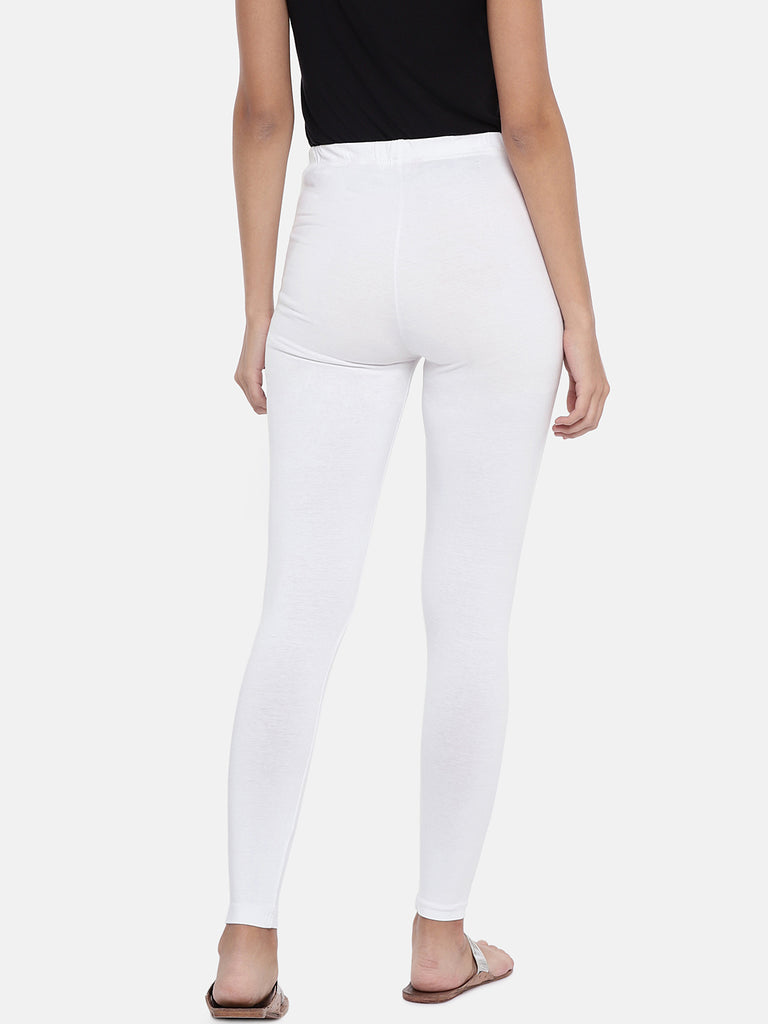 Women Straight White Knit Legging