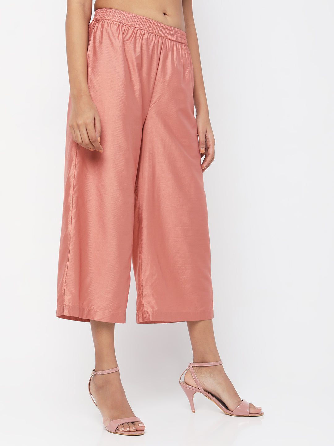 Women's Peach Gadhwaal Solid Palazzo