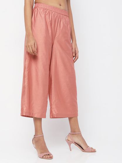 Women's Peach Gadhwaal Solid Palazzo