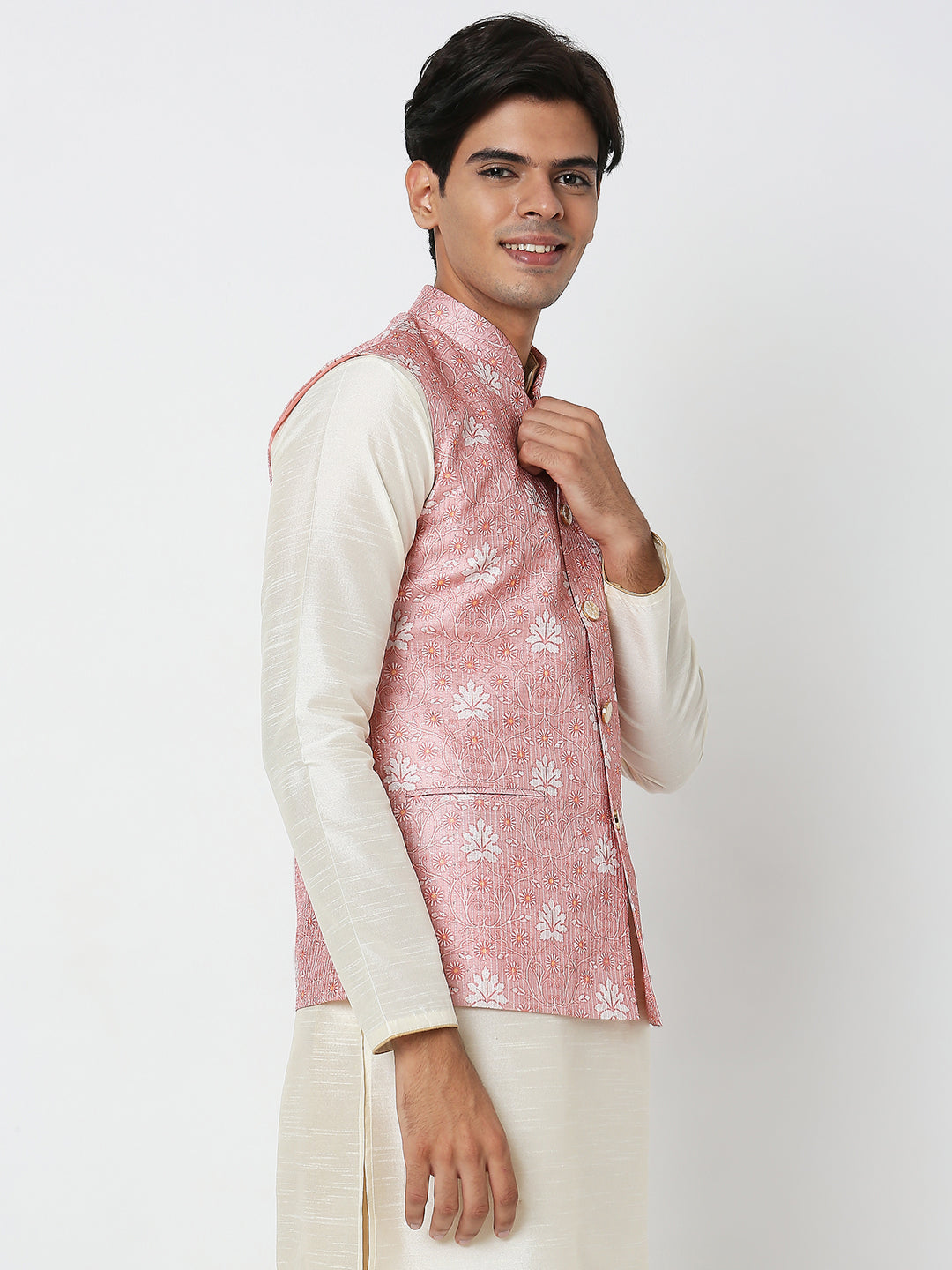 Men's Pink Polyester Floral Jackets